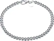[Generic] 925 Silver Round Bead Ball Chain Anklet Ankle Bracelet for Women