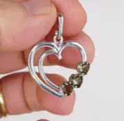 Faceted 5 mm Heart Cut MOLDAVITE 925 Silver Pendant with COA