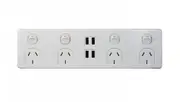 Trader Puma PU4X4 - 4 Gang GPO 10Amp 250v & 4 x 3.1A USB Outlets White