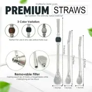 Premium Yerba Mate Stainless Steel Bombilla Straw - Set of 3