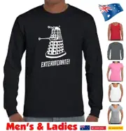 Dr Who T shirt Darlec exterminate retro T Shirts Tee Doctor Who LONG SLEEVE