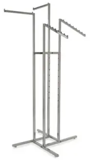 Clothing Rack – Heavy Duty Chrome 4 Way Rack, Adjustable Arms, Square Tubing,...