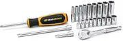 Gearwrench 1/4-Inch Drive 6 & 12 Point Standard & Deep Metric Mechanics Tool 22 Pieces Set