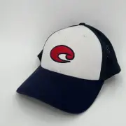 Costa Men's Chesapeake Trucker Hat Mesh Back White/Navy Blue/Red Adjustable NWT