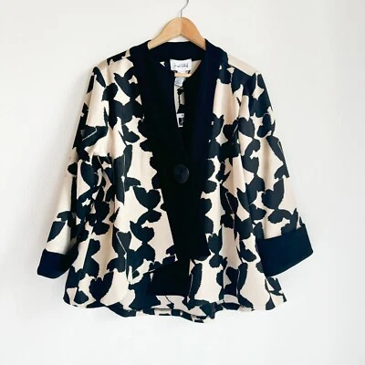 Joseph Ribkoff Butterfly Print Lareg Button Blazer 12