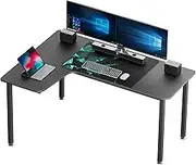 DESIGNA 60 Inch L Shaped Gaming Desk, Corner Computer Desk, Home Office Study Writing Desk, Larger Gaming Table Gamer Workstation with Large Mouse Pad, Space Saving, Easy to Assemble, Left Side Black
