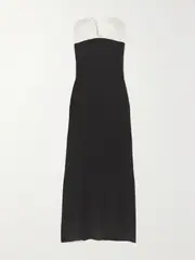 [ROLAND MOURET] ROLAND MOURET - Strapless Two-tone Stretch-silk Crepe Gown - Black - UK 14 UK 14 Black