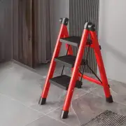 Premium 3-Step Folding Ladder, Heavy-Duty Carbon Steel Step Stool with Anti-Slip