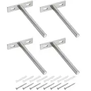 4Pcs 5 Inch Wall Mounting Floating Shelf Bracket Blind Shelf Support, Silver