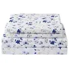 Floral Full Sheet Set Blue Flower Bed Sheets Full Printed Sheets, 4 Piece