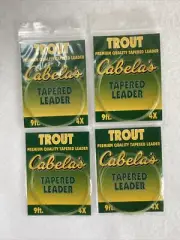 4 CABELA'S PREMIUM QUALITY TAPERED FLY FISHING LEADERS 9 FOOT 4X #12