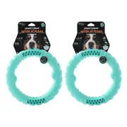 2x Paws & Claws Fetch N' Play 24cm Tugger Ring Large Pet/Dog Chew Play Toy Aqua