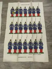New Linen Kitchen Towel French Army Soldiers Color Oil Print Vintage