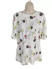 BNWT WOMENS NEXT UK 14 WHITE FLUTTER SHORT SLEEVE CASUAL WORK TEA BLOUSE TOP