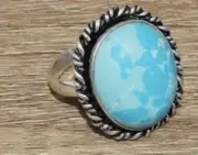 Larimar sterling silver oval ring