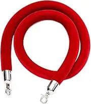 Rope Barriers, Rope Barrier Belt Velvet Barrier Ropes with Silver Hooks, Thick VIP Velvet for Hotel Hospital Bank Crowd Control, 3/4/5 Ft Velvet Hanging Ropes Crowd Control Stanchion Rope(Red,1m/3.3ft/39in)