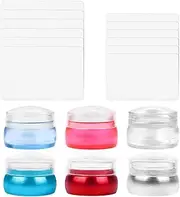 Labymos 6Pcs Nail Stamper with 12Pcs Image Scraper Clear Print DIY Mani Stamping Set Nail Art Pattern Transfer