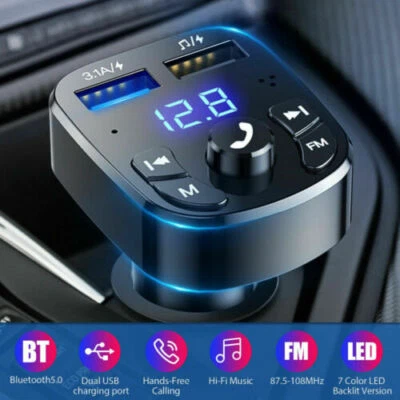 Newest Bluetooth 5.0 Wireless Car FM Transmitter MP3 Player Aux SD USB Charger