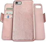 Dreem Fibonacci 2-in-1 Wallet Case for Apple iPhone 6 Plus & 6s Plus - Luxury Vegan Leather, Magnetic Detachable Shockproof Phone Case, RFID Card Protection, 2-Way Flip Stand - Rose