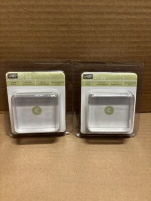 Stampin Up! Clear Block (size C) 2"x2 1/4"x3/4" - set of 2 -- new