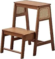 2 Tier Bamboo Folding Ladder Stool Portable Ladder Chair Stool Library Ladder Bookshelf Plant Rack for Home Library, Maximum Loading 150 kg(Style 2)