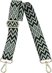 [uxcell] Purse Straps Replacement Crossbody, 1.5 Inch Wide Shoulder Bag Strap Adjustable Canvas Straps for Handbag Wallet Clutch Bags with Light Gold Buckle, Cyan Geometrical