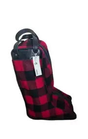 Bonfanti Borse Buffalo Plaid Wool Leather Horse Equestrian BootBag Made In Italy