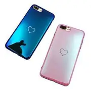 Blue Ray Laser Mirror Love Heart Soft TPU Protective Case for iPhone X/7/8 Plus/6/6s Plus IPHONE 7 PLUS/8 PLUS BLUE