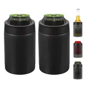 12oz Stainless Steel Can Cooler Insulated Regular Cans Bottles, Black, 2 Pcs