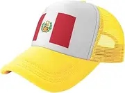 [MDATT] Flag of Peru Mesh Baseball Cap Adjustable Twill Bulk with Ponytail Hole Washed Dad Hat for Men Women