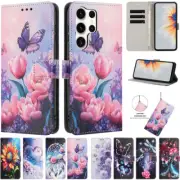 Painted Leather Wallet Case Cover For Samsung S25 S24 S23 S22 S21 S20 Ultra Plus