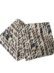 West Elm Table Runner 14” X 90” white navy paint splash linen look 100% Cotton