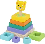 Wood Stack Toy,Educational Building Toys for Hand Eye Coordination | Fine Motor Skill Playset, Sensory Geometry Game for Aged 3+ Children