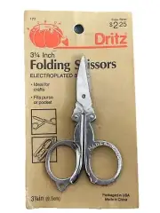 Vintage New 1985 Fritz Folding Scissors 3 1/4” Electroplated Steel