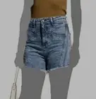 $275 ITMFL Women's Blue Penny Teller Cut Off Relaxed Jean Shorts Size M