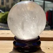 1.15LB Natural White Crystal Clear Quartz Crystal Sphere Ball Divination+base