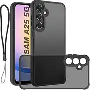 [USTIYA] FG Case for Samsung Galaxy A25 case Matte Acrylic Protect The Camera Accessories Phone Lanyard Cover Black