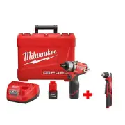 Milwaukee Screwdriver Kit 1/4" 12V Li-Ion 2-Speed Cordless w/ Right Angle Drill