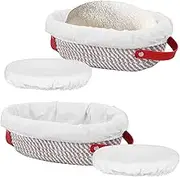 UKQRRTC 2 Pack Cotton Rope Proofing Baskets, Banneton Bread Basket with Liner and Cover for Homemade Sourdough Baking (Oval+Oval)