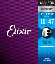 Elixir Acoustic Guitar Strings Polyweb 80/20 Bronze Extra Light .010-.047 11000
