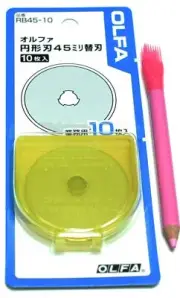 OLFA 45mm Rotary Blade Super Sharp Fabric Cutter 10 Pack Storage Case