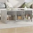 Coffee Table with Glass Doors Concrete Grey 102x50x42 cm