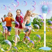 GUDAJIN Bubble Machine with Lights, Outdoor Battery Bubble Machine, Vertical Bubble Machine, Portable Bubble Machine, Rechargeable Bubble Machine, Suitable for Outdoor Indoor Wedding Party (Blue)