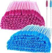 200 Pcs Disposable Mascara Wands,Lash Spoolies Crystal Eyebrow Spoolies Brush Eyelash Applicator Tool Spoolies for Eyebrow,Used for Eyelash Extension Eyebrows Cosmetics(rose red and blue)
