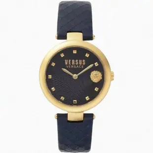 【VERSUS】VERSUS VERSACE手錶型號VV00294(黑色錶面寶藍錶殼寶藍真皮皮革錶帶款)