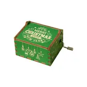 Retro Wooden Music Box Craft Hand Crank Engraved 'Christmas' Gift Xmas Kid Toys