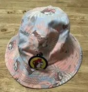 Buc-ee’s Adult ~Bucket Hat~ Bucee Beavers Throughout Hat Pink With Blue Palms