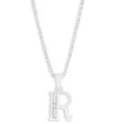 Sterling Silver Cubic Zirconia Initial "R" Pendant