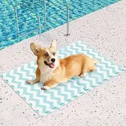 PaWz Pet Cooling Mat Summer Cat Dog Cushion Pad Sleeping Cool M, Non-Toxic Self-Cool Pet Sleeping Bed, Portable Foldable Summer Ice Pad Pet Cooling Cushion for Dogs Cats, Indoor Outdoor, Blue