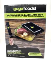 Guga Foods Vacuum Seal Marinade Container Set - BBQ/Grilling 9.45"x7.125"x3.4"